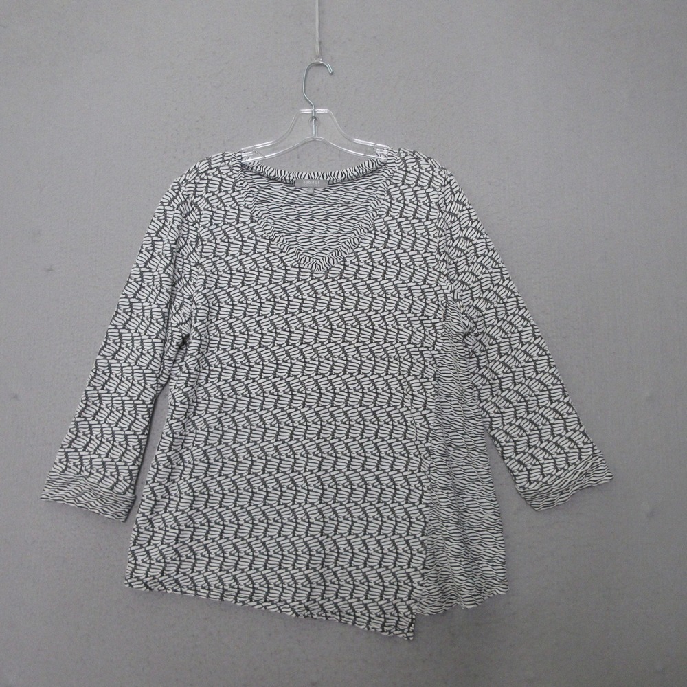 Habitat Top Medium Black White Textured Lagenlook Flowy Art to Wear Neutral